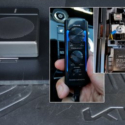 Powered subwoofer install with remote control. Powered subwoofer install with remote control.