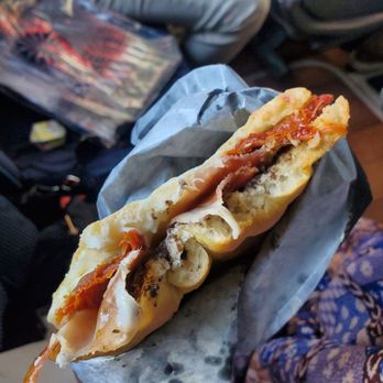 Note di Vino - It's hard to get a great photo of this sandwich when you get it to go, but if only you could taste it! - Tuscan Near Me - Florence, FI