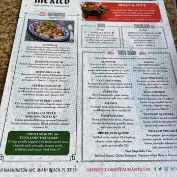 Oh! Mexico - Menu - Mexican Near Me - Miami Beach, Florida Oh! Mexico - Menu - Mexican Near Me - Miami Beach, Florida