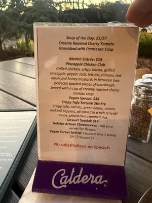 Menu photo 1 Caldera Brewery & Restaurant Ashland, OR
