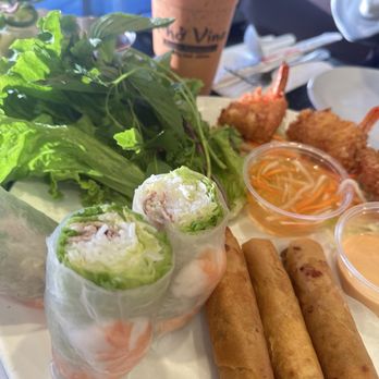 Pho Vina - Eggrolls (Cha gio) Spring rolls (gc tom thit) Grilled meat springrolls (gc thit ng) Crispy shrimp (Tom lan bot) - Vietnamese Near Me - Anaheim, California
