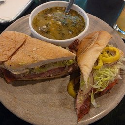 Soup n sando spec Italian wedding, Italian sandwich, both so good went back twice...dude next to us (a reg)on his third, got one to go! Soup n sando spec Italian wedding, Italian sandwich, both so good went back twice...dude next to us (a reg)on his third, got one to go!