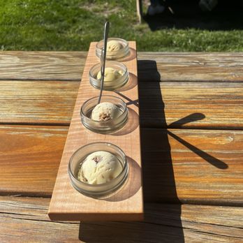 Spotted Duck - Flight if ice cream---cookies and cream, Dutch apple, pumpkin pecan , and Carmel - Ice Cream & Frozen Yogurt Near Me - Penn Yan, New York Spotted Duck - Flight if ice cream---cookies and cream, Dutch apple, pumpkin pecan , and Carmel - Ice Cream & Frozen Yogurt Near Me - Penn Yan, New York