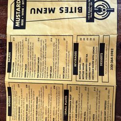 Mustards @ The Wine Rack - Back of the menu