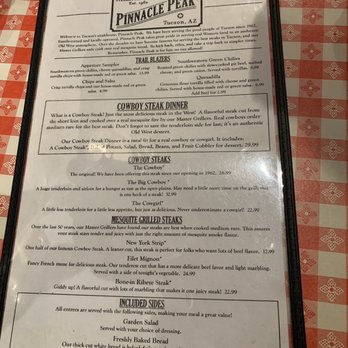 Pinnacle Peak - Menu - Steakhouses Near Me - Tucson, Arizona Pinnacle Peak - Menu - Steakhouses Near Me - Tucson, Arizona