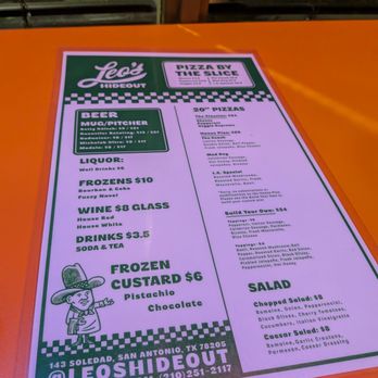 Leo's Hideout - Menu - Pizza Near Me - San Antonio, Texas