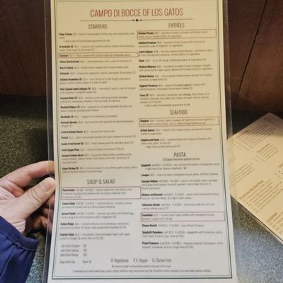 Menu photo 2 Campo Di Bocce Los Gatos, CA