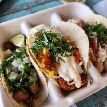 Taco Love - Taco combo: steak, mahi mahi, pork belly - Tacos Near Me - Davie, Florida Taco Love - Taco combo: steak, mahi mahi, pork belly - Tacos Near Me - Davie, Florida