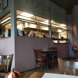 View of the kitchen from your table