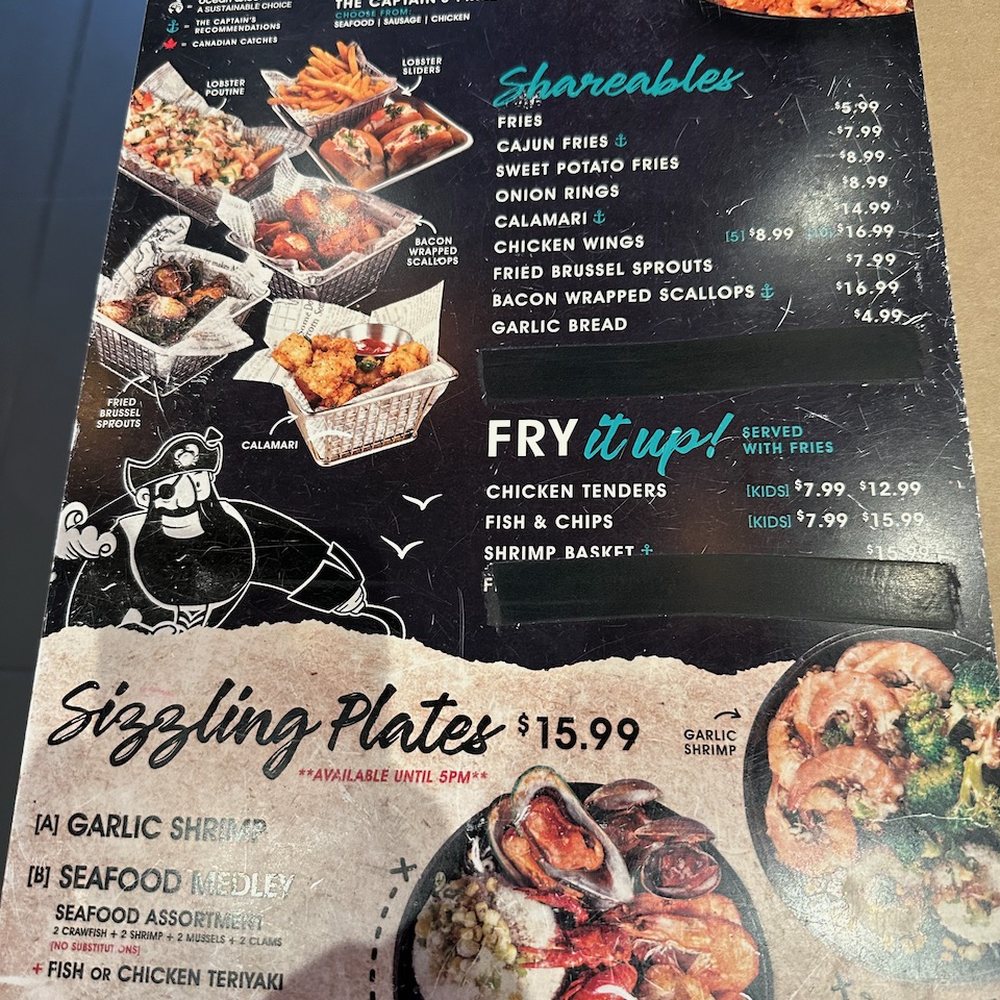 The Captain's Boil - menu pg 2 - Cajun/Creole Near Me - Toronto, Ontario