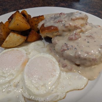 Leon's Cafe & Catering - Biscuits and gravy with potatoes and eggs - Sandwiches Near Me - Barrington, Rhode Island
