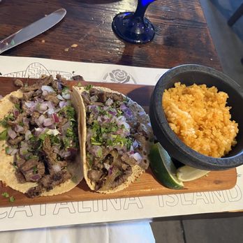 Maggie's Blue Rose - Carne asada tacos with rice instead of beans. - Mexican Near Me - Avalon, California Maggie's Blue Rose - Carne asada tacos with rice instead of beans. - Mexican Near Me - Avalon, California