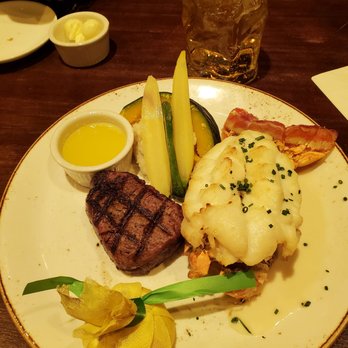Bar Meets Grill - Surf and turf. Watch the service temperature of your steak. Mine was lukewarm. - New American Near Me - Pala, California Bar Meets Grill - Surf and turf. Watch the service temperature of your steak. Mine was lukewarm. - New American Near Me - Pala, California