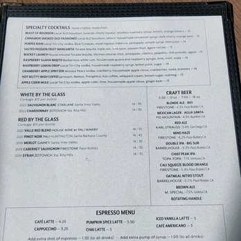 Valle Eatery & Bar - menu and wine glass - Bars Near Me - Lompoc, California Valle Eatery & Bar - menu and wine glass - Bars Near Me - Lompoc, California