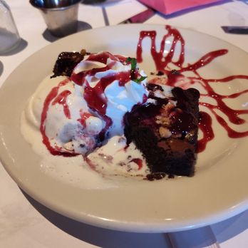 Bonefish Grill - Raspberry sauce and brownie - Seafood Near Me - Evansville, Indiana