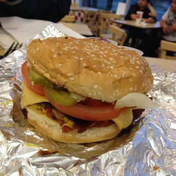 Five Guys - "LITTLE" Bacon Cheeseburger. Grilled Mushrooms, lettuce, tomato, pickles, mustard, and ketchup. YUMMMMY!!!! - Burgers Near Me - Edmonton, Alberta Five Guys - "LITTLE" Bacon Cheeseburger. Grilled Mushrooms, lettuce, tomato, pickles, mustard, and ketchup. YUMMMMY!!!! - Burgers Near Me - Edmonton, Alberta