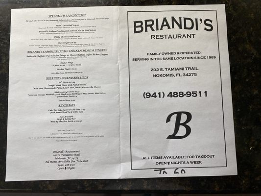 Menu photo 1 Briandi's Nokomis, FL