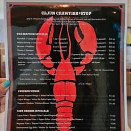 Menu as of April 2026