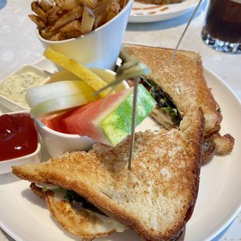 Café Holt - a grilled sandwich and french fries - Cafes Near Me - Montreal, Quebec