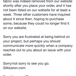 Silk Baron - Rude first response.