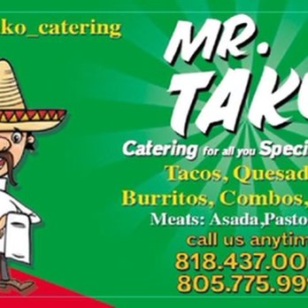 Mr. Tako - a man in a sombre hat holding a taco - Caterers Near Me