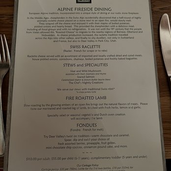 Fireside Dining - Menu - French Near Me - Park City, Utah