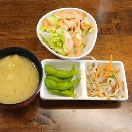 Part of the shrimp  and vegetable  tempura  Teishoku