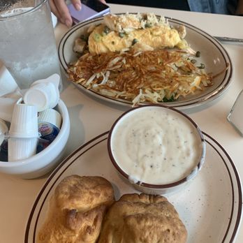 Milt’s Diner - Chicken Piccata Omelette With Hash Browns And A Side Of Biscuits And Gravy. - Breakfast & Brunch Near Me - Bakersfield, California