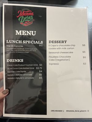 Menu photo 4 Mamma Dora's Pizzeria Miami, FL
