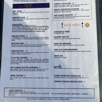 Belly’s On The Brazos - Menu back - New American Near Me - Freeport, Texas Belly’s On The Brazos - Menu back - New American Near Me - Freeport, Texas