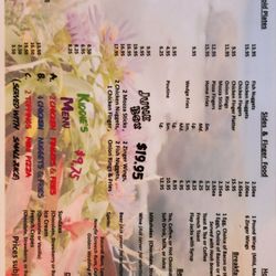 Pk's Restaurant and Take-out - The 2023 menu (one side only)