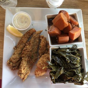 Georgia's Restaurant - Catfish with greens and yams - Soul Food Near Me - Long Beach, California