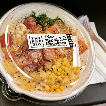 The Poke Guy - a bowl of food with a sticker on it - Hawaiian Near Me - Vancouver, British Columbia