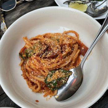 Roberta's - Bucatini Amitriciana perfect Al dente, must order for table - Pizza Near Me - Culver City, California Roberta's - Bucatini Amitriciana perfect Al dente, must order for table - Pizza Near Me - Culver City, California