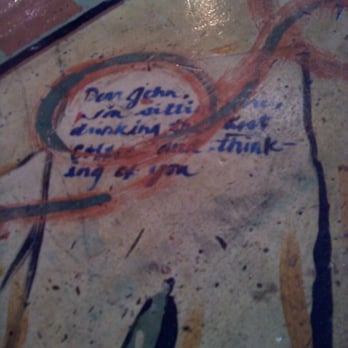 Ascend Coffee Roasters - quirky "Dear John" message on one of their tables.. - Coffee & Tea Near Me - Carlsbad, California Ascend Coffee Roasters - quirky "Dear John" message on one of their tables.. - Coffee & Tea Near Me - Carlsbad, California