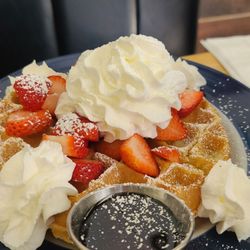 Country Kitchen - Waffle with Strawberries and whipped cream