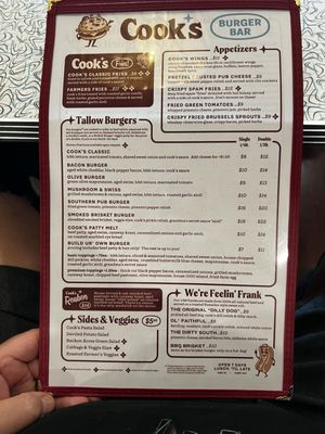Menu photo 8 Cook's Burger Bar Williamsburg, VA