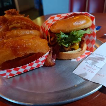 Burger Me! - The Cowboy Burger with Onion Rings - American Near Me - Reno, Nevada