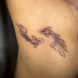Black Cat Tattoo - Fish on Ribs By Alex