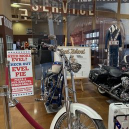 Even Knievel bike lineup in the display area