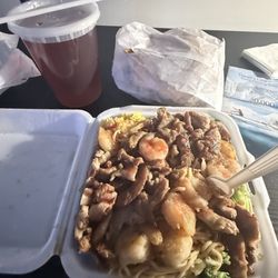Chicken & Shrimp meal, wings & Ice Tea