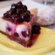 Photo of Vedge - Philadelphia, PA, United States. Blueberry cheesecake ($12). Not bad, but soft. Lavender ice cream was nice.