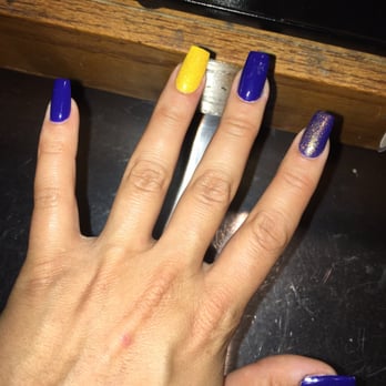 Glitz Nail - Golden state Warriors acrylic nails, ready for NBA finals - Waxing Near Me - New York, New York