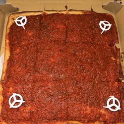 Venice Pizza & Pasta - The tomato pie with Sicilian crust.