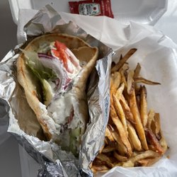 Efe's Greek Kitchen - Falafel wrap and fries