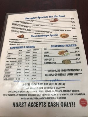 Menu photo 2 Hurst's Restaurant Kenner, LA