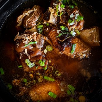 The Noodle Bar - Beef Brisket, Chicken Wings, Pig's Feet, and Shiitake Mushrooms, over Thin Egg Noodles - Noodles Near Me - Markham, Ontario The Noodle Bar - Beef Brisket, Chicken Wings, Pig's Feet, and Shiitake Mushrooms, over Thin Egg Noodles - Noodles Near Me - Markham, Ontario