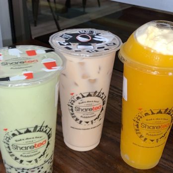 Sharetea - Middle: oolong milk tea Right: mango ice blended with ice cream - Bubble Tea Near Me - Metairie, Louisiana Sharetea - Middle: oolong milk tea Right: mango ice blended with ice cream - Bubble Tea Near Me - Metairie, Louisiana