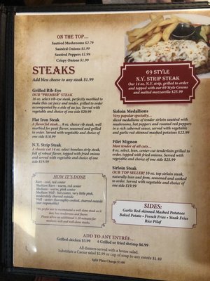 Menu photo 1 69 Steak House Whitesboro, NY Menu photo 1 69 Steak House Whitesboro, NY