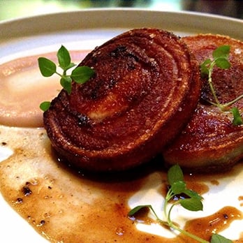 SPQR - Suckling Porchetta w/ Apple, Chanterelle, Chestnut & Black Garlic ($28) - Italian Near Me - San Francisco, California SPQR - Suckling Porchetta w/ Apple, Chanterelle, Chestnut & Black Garlic ($28) - Italian Near Me - San Francisco, California